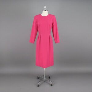 Vintage 80's Hot Pink Sheath Dress M